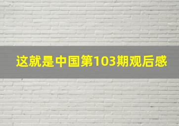 这就是中国第103期观后感