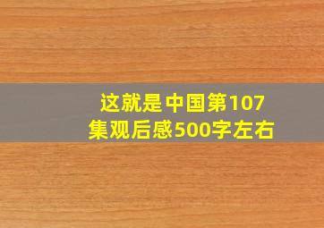 这就是中国第107集观后感500字左右