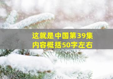 这就是中国第39集内容概括50字左右