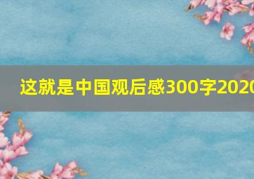 这就是中国观后感300字2020