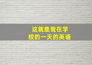 这就是我在学校的一天的英语