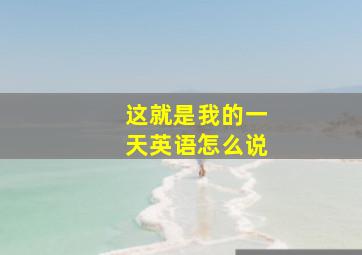 这就是我的一天英语怎么说