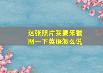 这张照片我要来截图一下英语怎么说