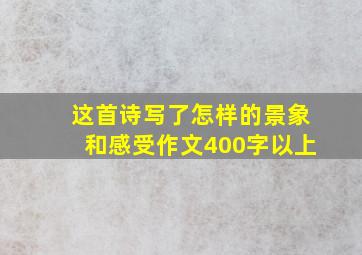 这首诗写了怎样的景象和感受作文400字以上