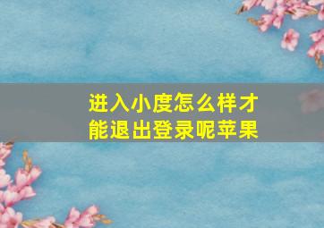 进入小度怎么样才能退出登录呢苹果