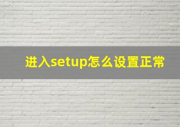 进入setup怎么设置正常