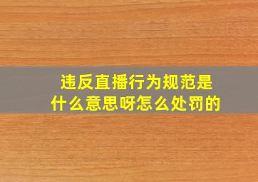 违反直播行为规范是什么意思呀怎么处罚的