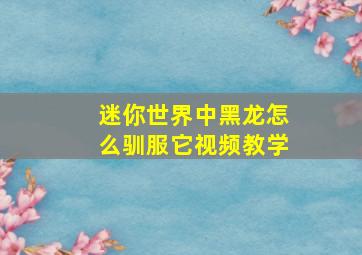 迷你世界中黑龙怎么驯服它视频教学