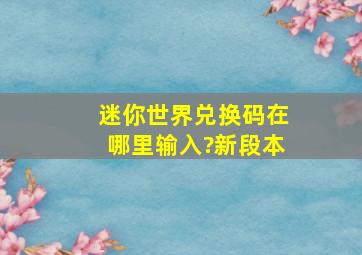 迷你世界兑换码在哪里输入?新段本