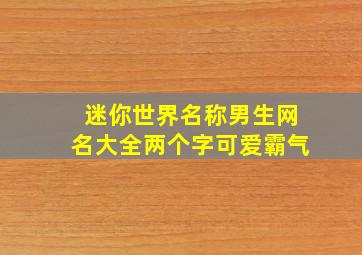 迷你世界名称男生网名大全两个字可爱霸气