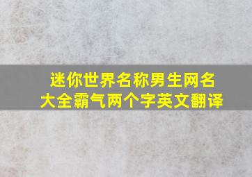 迷你世界名称男生网名大全霸气两个字英文翻译