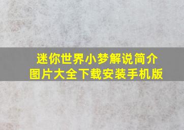 迷你世界小梦解说简介图片大全下载安装手机版