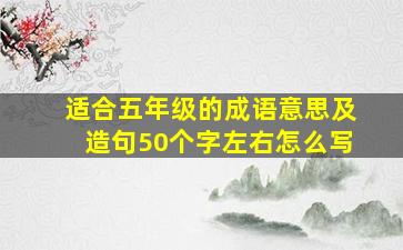 适合五年级的成语意思及造句50个字左右怎么写