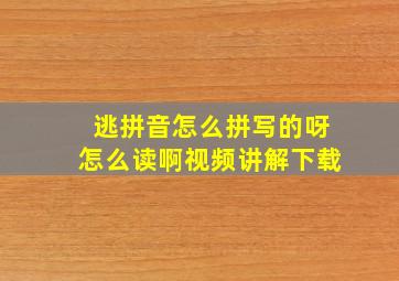 逃拼音怎么拼写的呀怎么读啊视频讲解下载