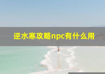 逆水寒攻略npc有什么用