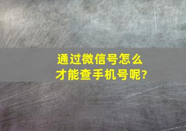 通过微信号怎么才能查手机号呢?