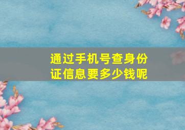 通过手机号查身份证信息要多少钱呢