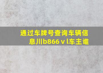 通过车牌号查询车辆信息川b866ⅴl车主谁