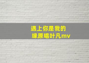 遇上你是我的缘原唱叶凡mv