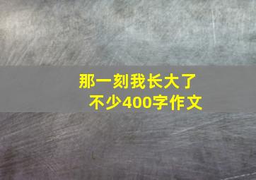 那一刻我长大了不少400字作文