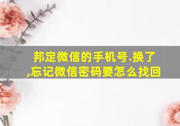 邦定微信的手机号.换了,忘记微信密码要怎么找回