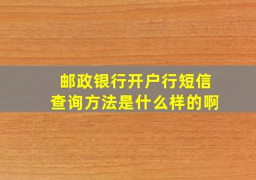 邮政银行开户行短信查询方法是什么样的啊