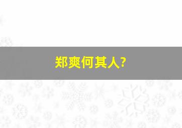 郑爽何其人?