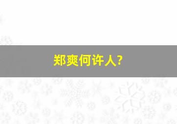 郑爽何许人?