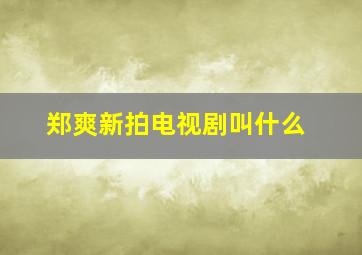 郑爽新拍电视剧叫什么