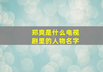 郑爽是什么电视剧里的人物名字