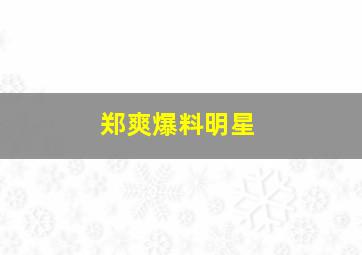 郑爽爆料明星