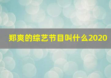 郑爽的综艺节目叫什么2020