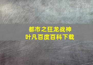 都市之狂龙战神叶凡百度百科下载