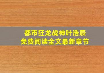 都市狂龙战神叶浩辰免费阅读全文最新章节