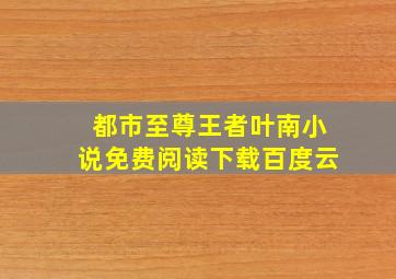 都市至尊王者叶南小说免费阅读下载百度云