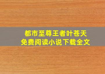 都市至尊王者叶苍天免费阅读小说下载全文