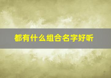 都有什么组合名字好听