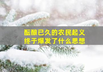 酝酿已久的农民起义终于爆发了什么思想