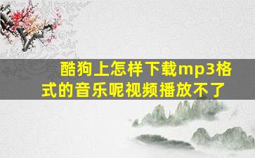 酷狗上怎样下载mp3格式的音乐呢视频播放不了