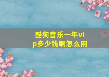 酷狗音乐一年vip多少钱啊怎么用