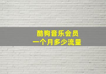 酷狗音乐会员一个月多少流量