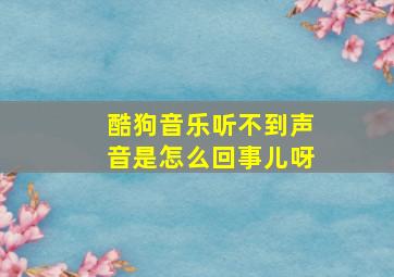 酷狗音乐听不到声音是怎么回事儿呀