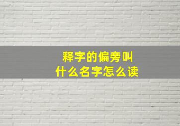 释字的偏旁叫什么名字怎么读