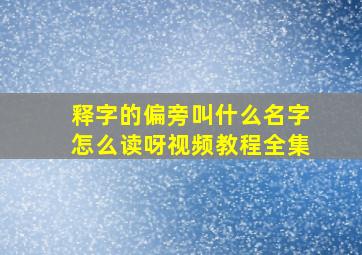 释字的偏旁叫什么名字怎么读呀视频教程全集