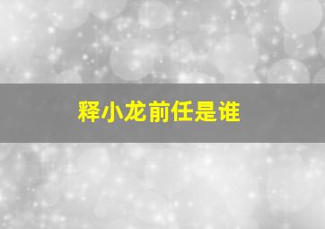 释小龙前任是谁