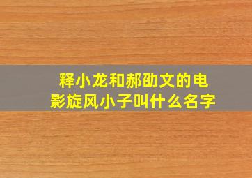 释小龙和郝劭文的电影旋风小子叫什么名字