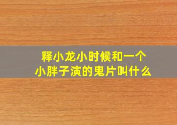 释小龙小时候和一个小胖子演的鬼片叫什么