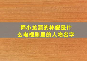 释小龙演的林耀是什么电视剧里的人物名字