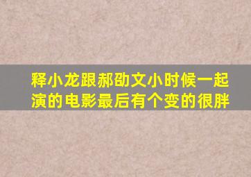 释小龙跟郝劭文小时候一起演的电影最后有个变的很胖