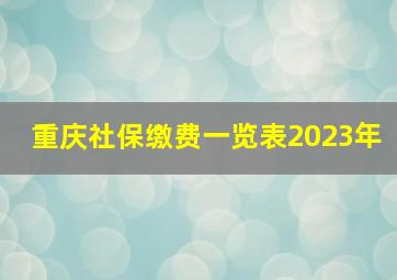 重庆社保缴费一览表2023年